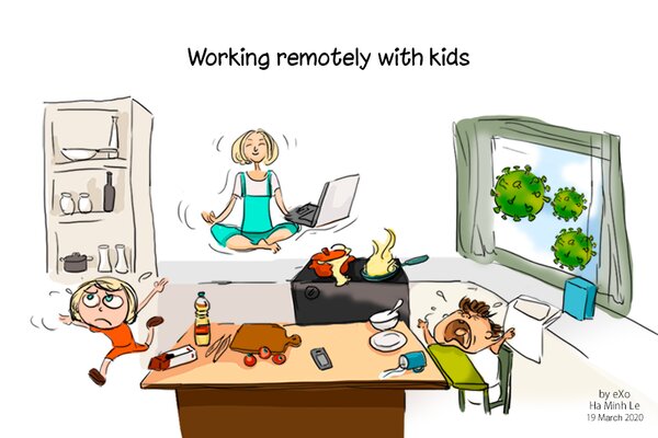 карикатура як працювати з дому з дітьми